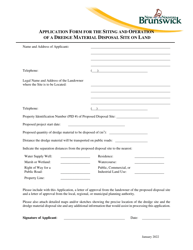 Application Form for the Siting and Operation of a Dredge Material Disposal Site on Land - New Brunswick, Canada, Page 3
