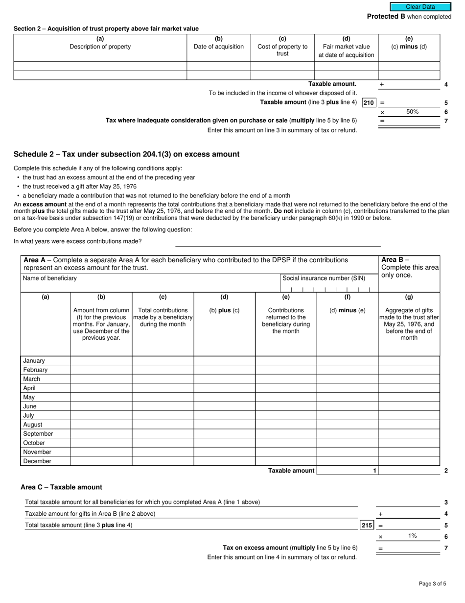 Form T3D Income Tax Return for Deferred Profit Sharing Plan (Dpsp) or Revoked Dpsp - Canada, Page 3