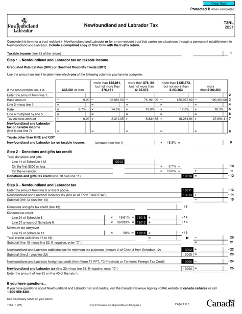 Form T3NL 2021 Printable Pdf