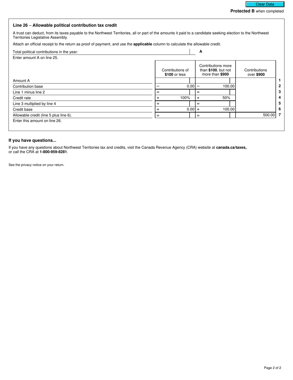 Form T3NT Northwest Territories Tax - Canada, Page 2
