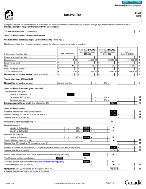 Form T3NU 2021 Printable Pdf