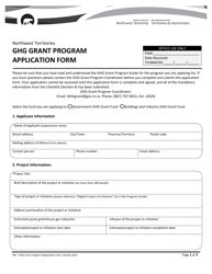 Ghg Grant Program Application Form - Northwest Territories, Canada