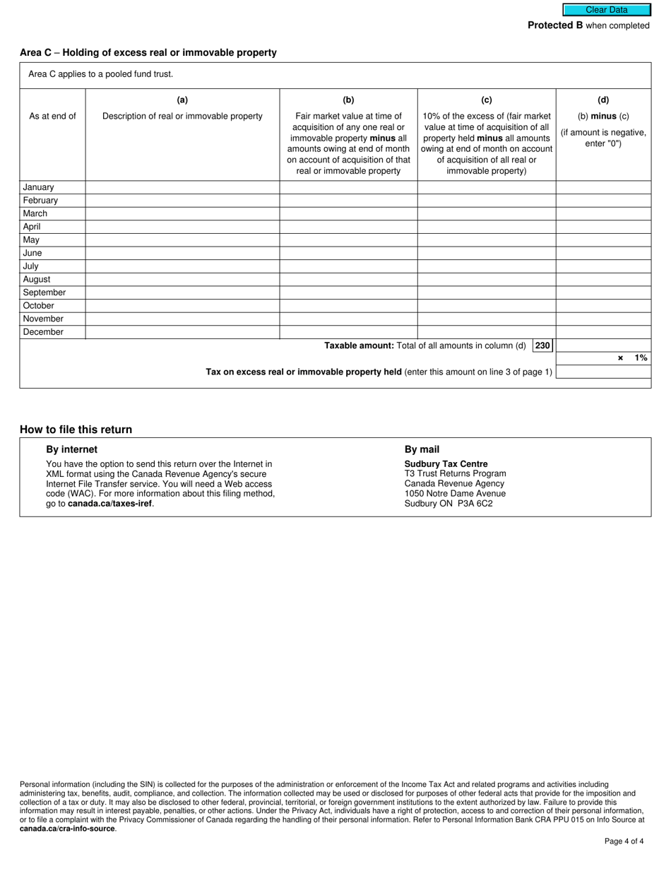 Form T3RI Registered Investment Income Tax Return - Canada, Page 4
