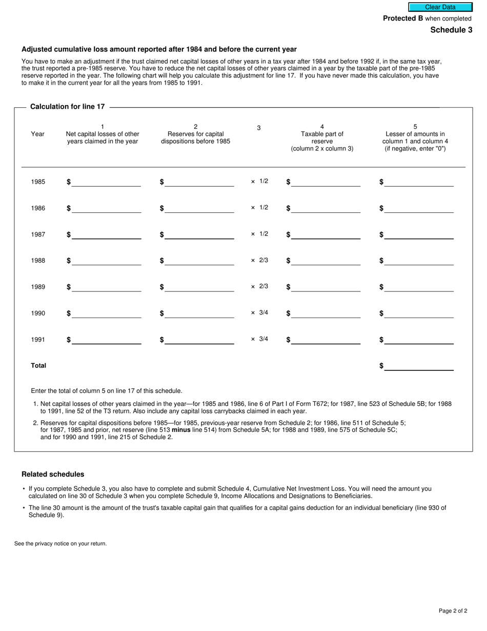 Form T3 Schedule 3 Eligible Taxable Capital Gains - Canada, Page 2