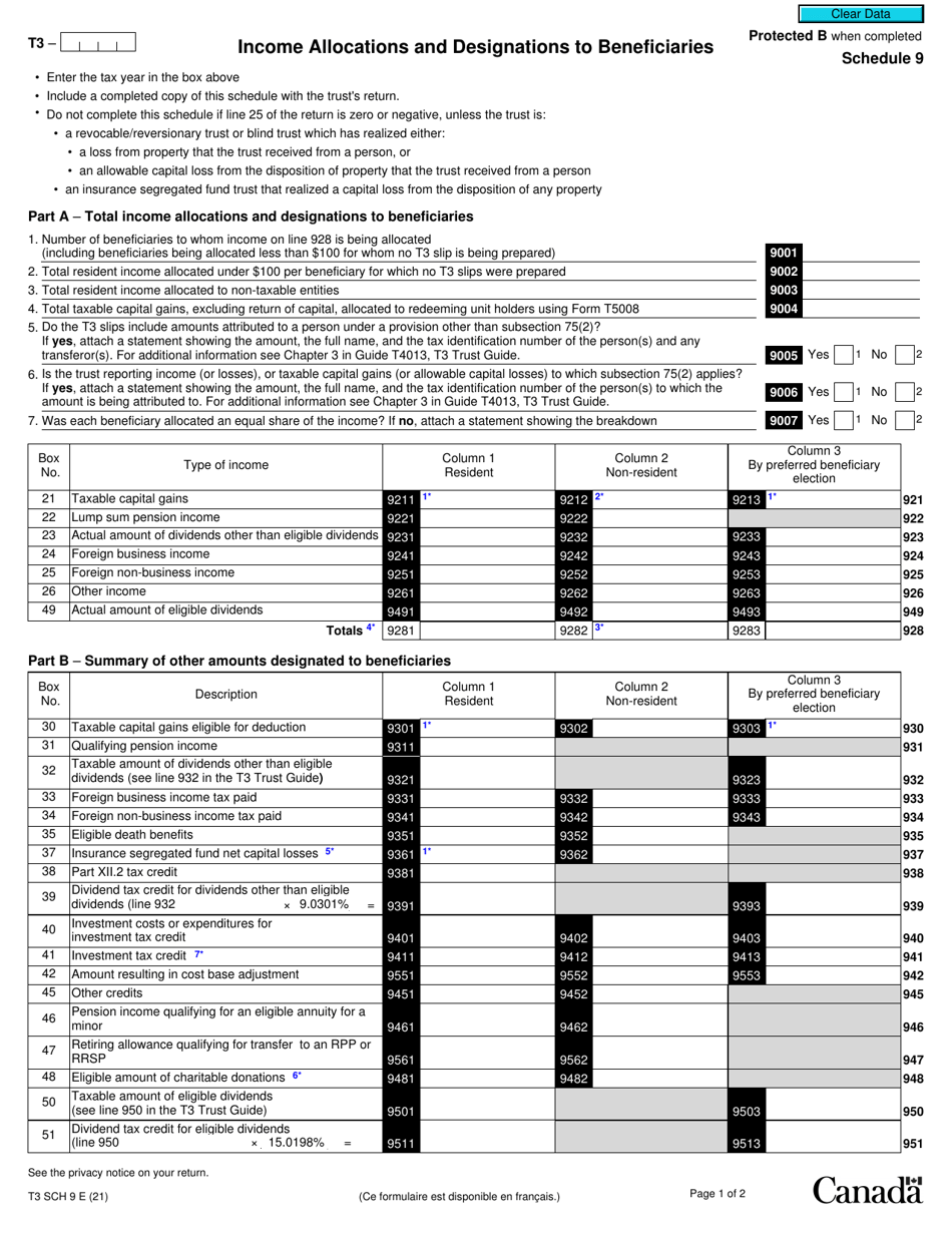 Form T3 Schedule 9 - Fill Out, Sign Online and Download Fillable PDF ...