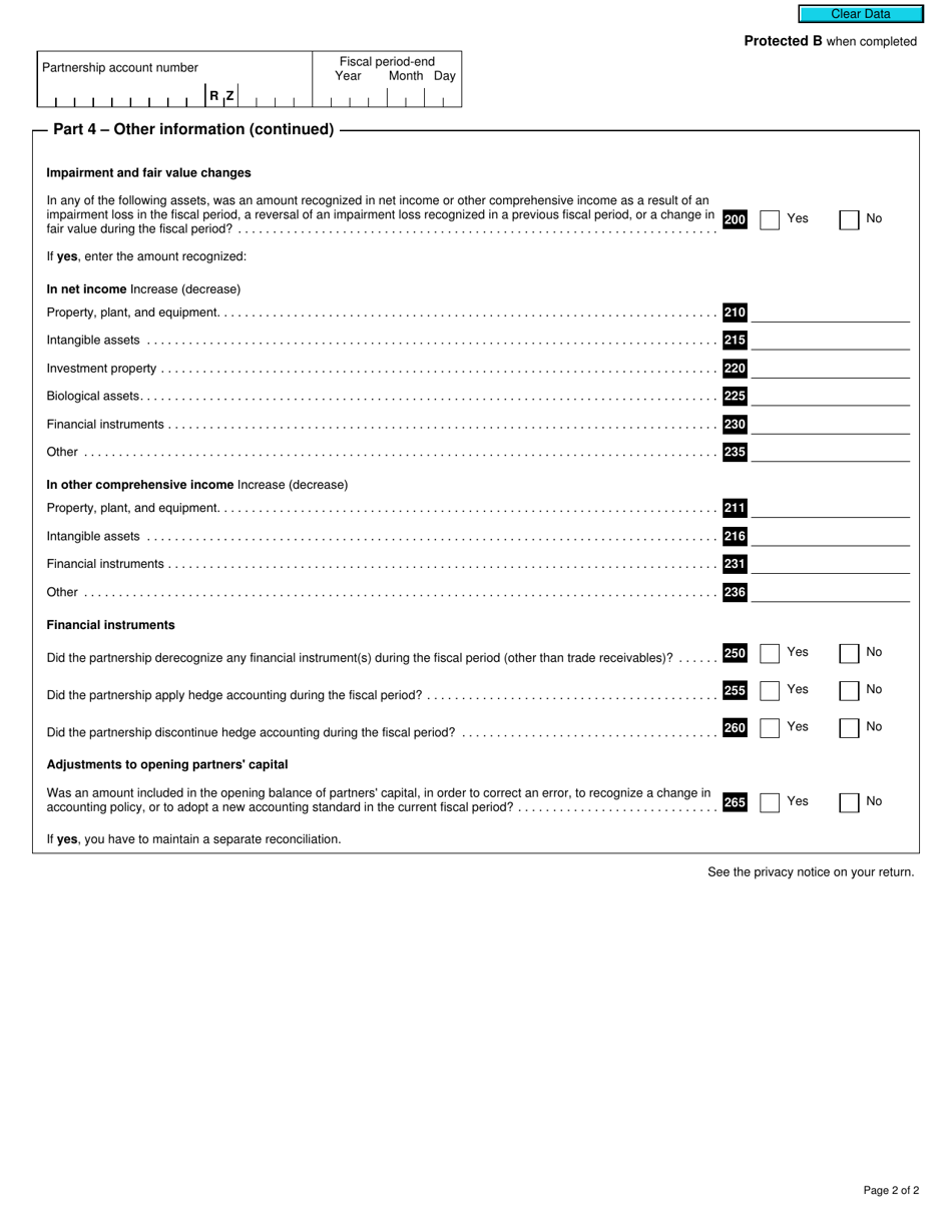 Form T5013 Schedule 141 Financial Statement Notes Checklist - Canada, Page 2