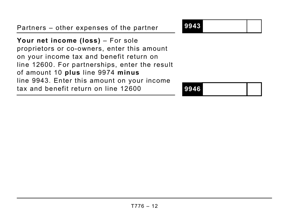Form T776 Statement of Real Estate Rentals - Large Print - Canada, Page 12