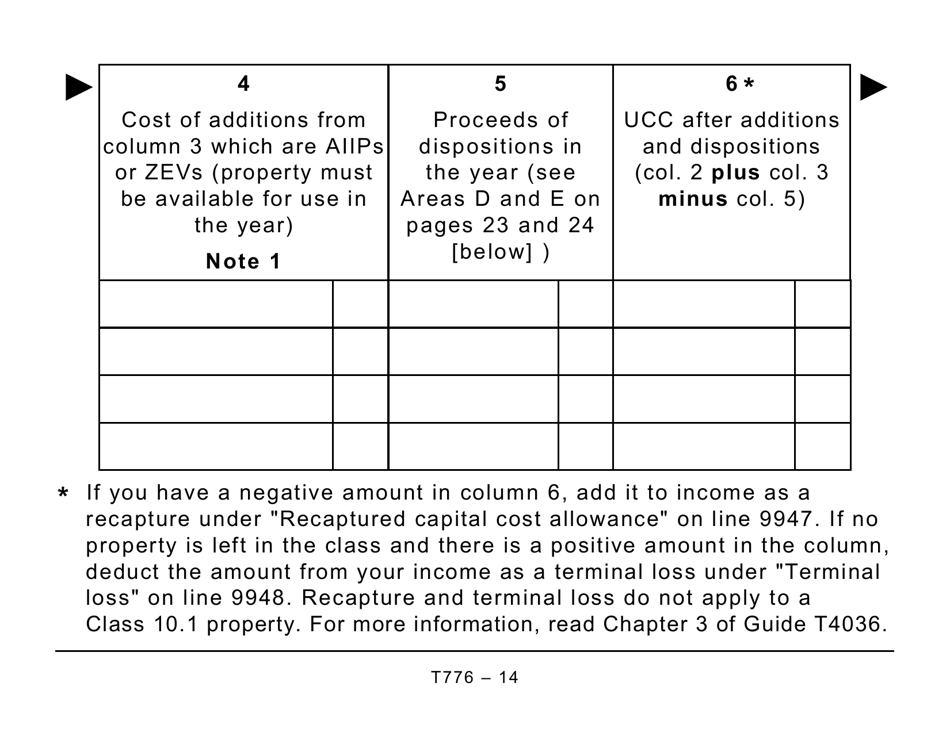 Form T776 Statement of Real Estate Rentals - Large Print - Canada, Page 14