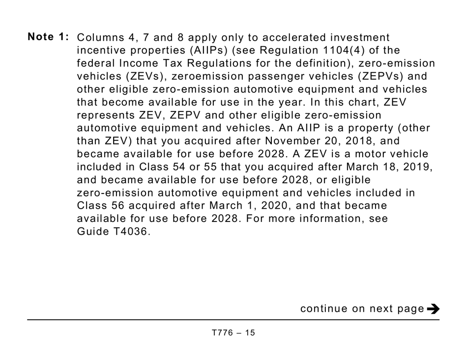 Form T776 Statement of Real Estate Rentals - Large Print - Canada, Page 15