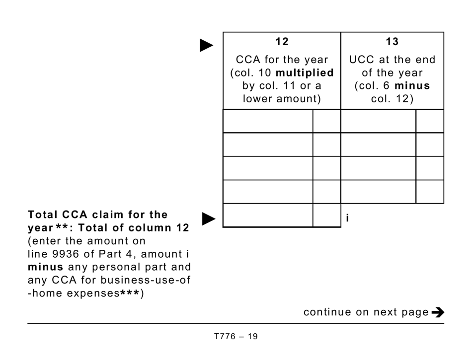 Form T776 Statement of Real Estate Rentals - Large Print - Canada, Page 19