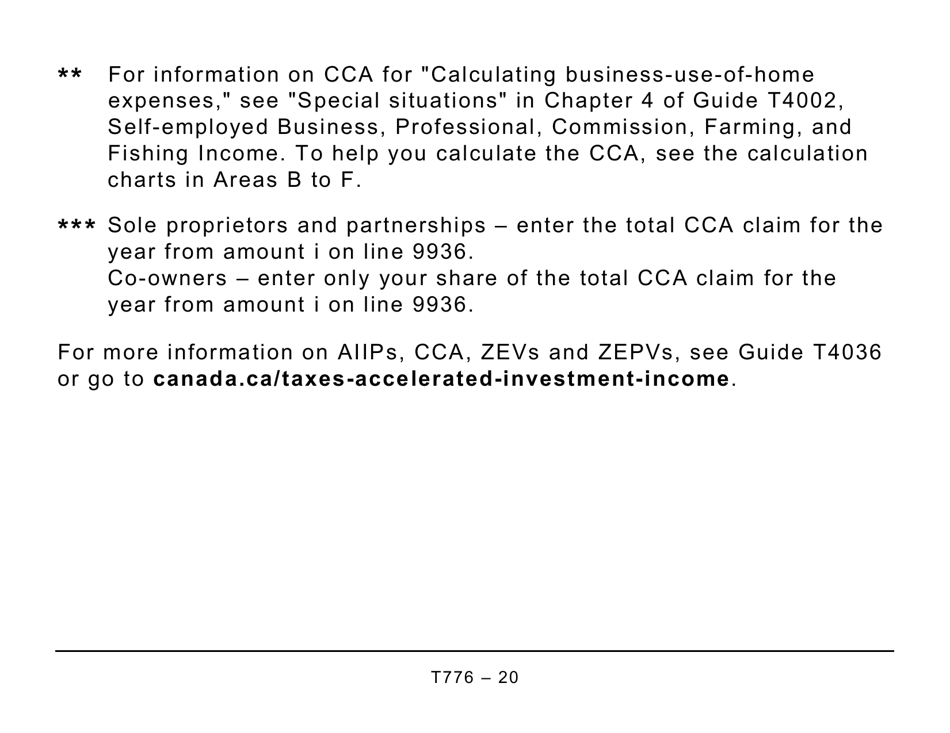 Form T776 Statement of Real Estate Rentals - Large Print - Canada, Page 20