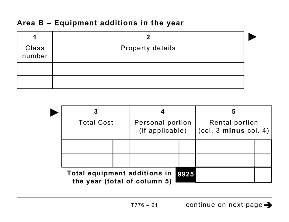 Form T776 Statement of Real Estate Rentals - Large Print - Canada, Page 21