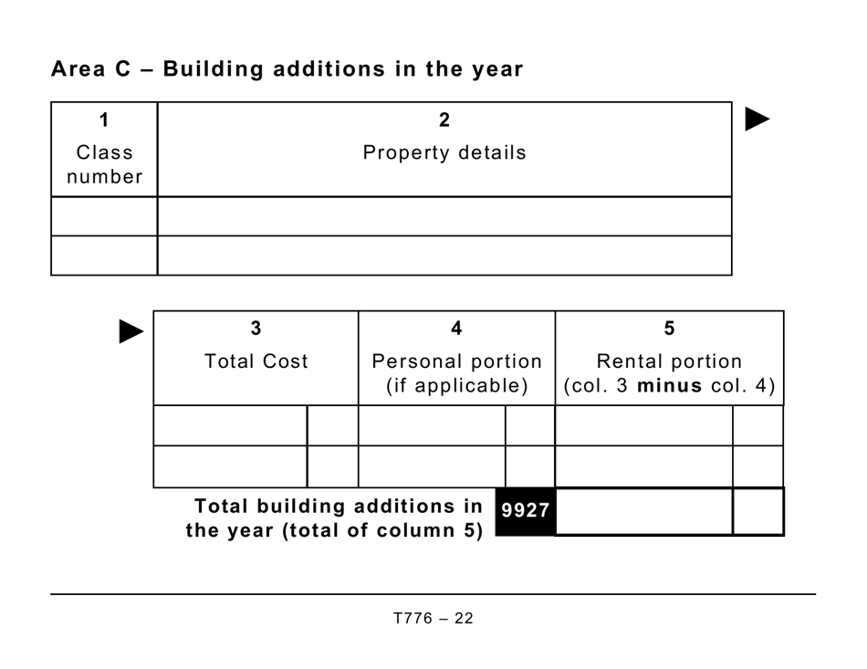 Form T776 Statement of Real Estate Rentals - Large Print - Canada, Page 22