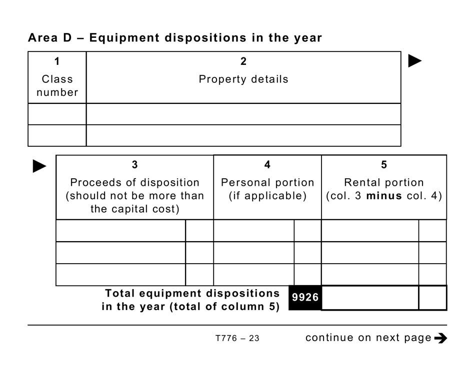 Form T776 Statement of Real Estate Rentals - Large Print - Canada, Page 23