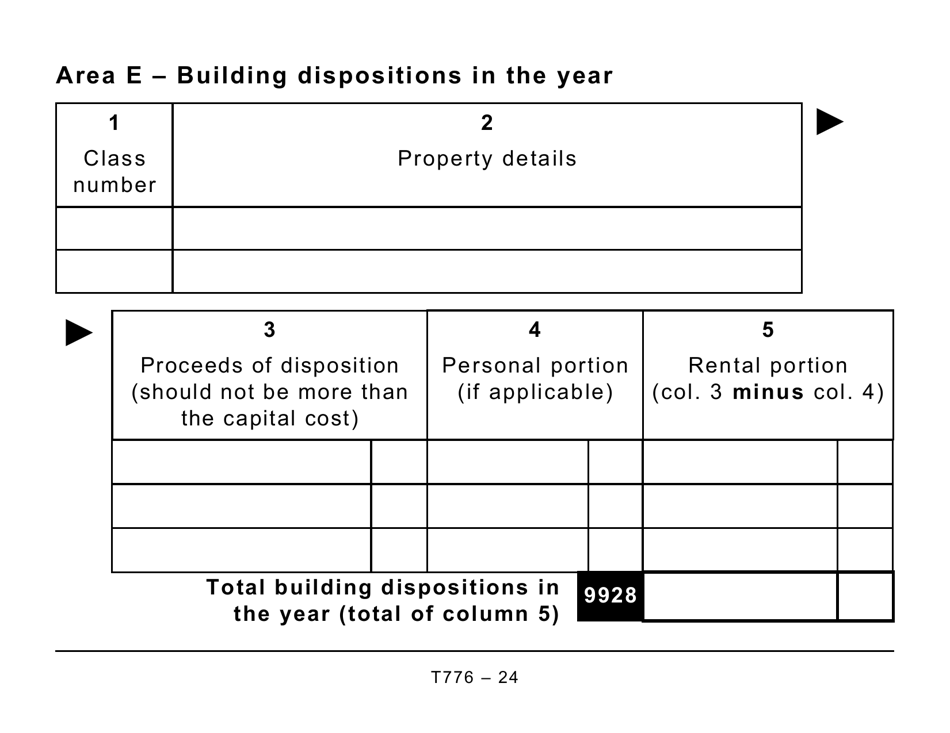 Form T776 Statement of Real Estate Rentals - Large Print - Canada, Page 24