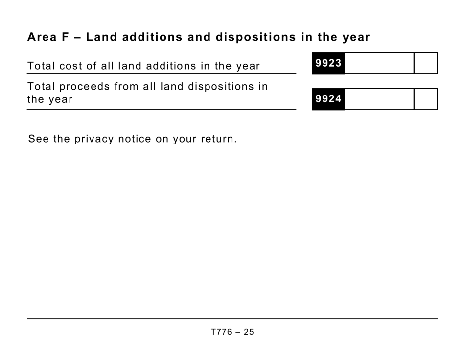 Form T776 Statement of Real Estate Rentals - Large Print - Canada, Page 25