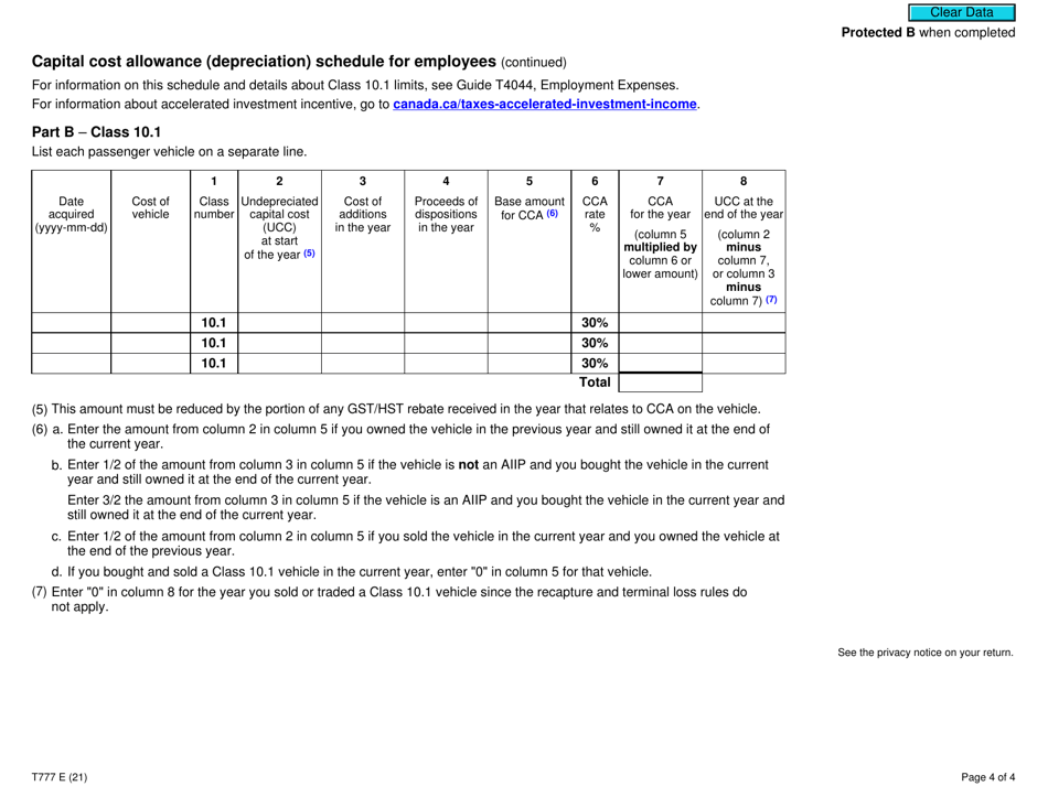 Form T777 Statement of Employment Expenses - Canada, Page 4