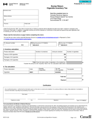 Form B273 Excise Return - Cigarette Inventory Tax - Canada