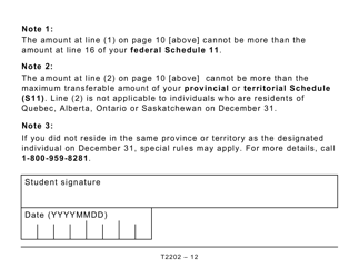 Form T2202 Tuition and Enrolment Certificate - Canada, Page 12