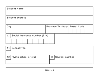 Form T2202 Tuition and Enrolment Certificate - Canada, Page 2