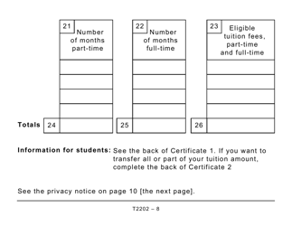 Form T2202 Tuition and Enrolment Certificate - Canada, Page 8