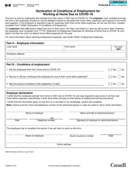 Document preview: Form T2200S Declaration of Conditions of Employment for Working at Home Due to Covid-19 - Canada