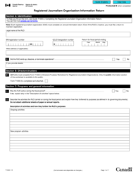 Document preview: Form T1000-1 Registered Journalism Organization Information Return - Canada
