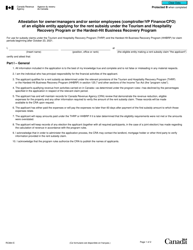 Document preview: Form RC664 Attestation for Owner/Managers and/or Senior Employees (Comptroller/Vp Finance/Cfo) of an Eligible Entity Applying for the Rent Subsidy Under the Tourism and Hospitality Recovery Program or the Hardest-Hit Business Recovery Program - Canada