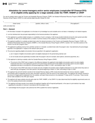 Document preview: Form RC669 Attestation for Owner/Managers and/or Senior Employees (Comptroller/Vp Finance/Cfo) of an Eligible Entity Applying for a Wage Subsidy Under the Thrp, Hhbrp or Crhp - Canada