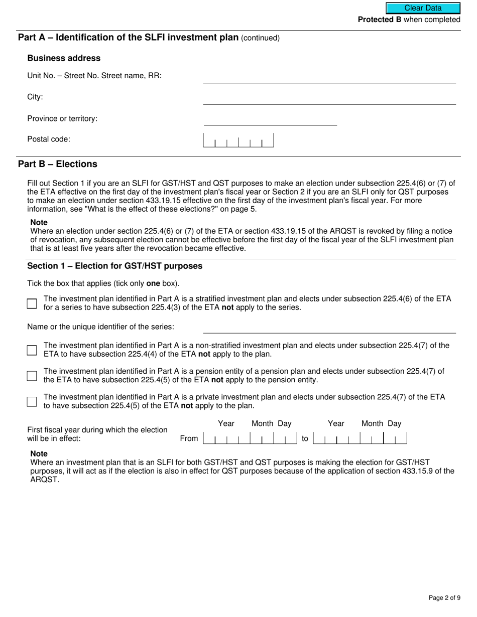 Form RC7210 Elections or Revocation of the Elections to Have Certain Provisions in Section 225.4 of the ETA Not Apply to a Selected Listed Financial Institution for Gst / Hst and Qst Purposes or Only for Qst Purposes - Canada, Page 2