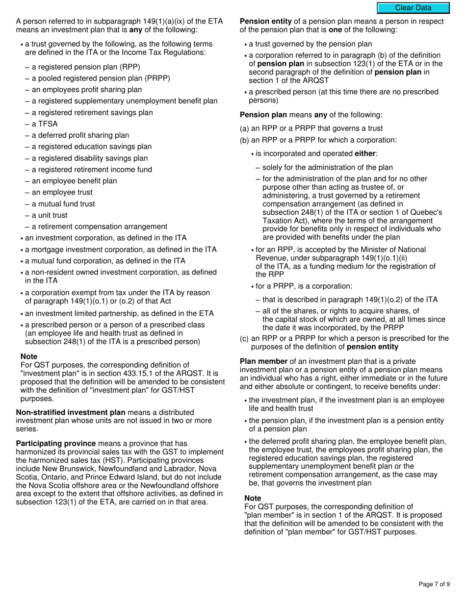 Form RC7210 Elections or Revocation of the Elections to Have Certain Provisions in Section 225.4 of the ETA Not Apply to a Selected Listed Financial Institution for Gst / Hst and Qst Purposes or Only for Qst Purposes - Canada, Page 7