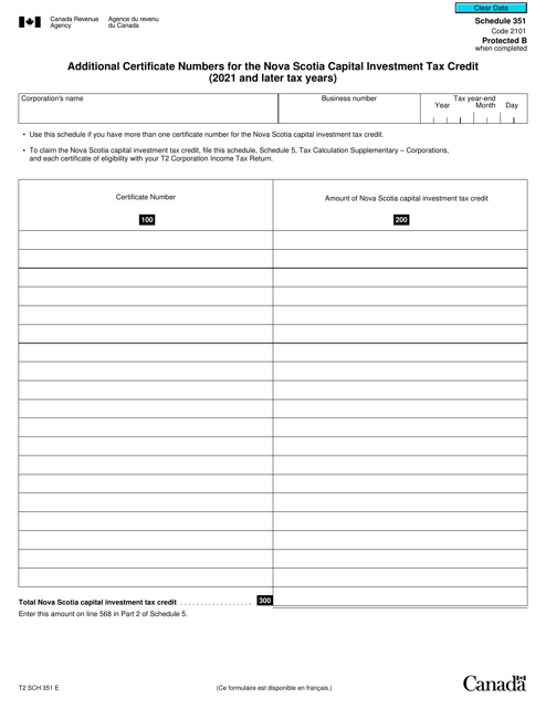 Form T2 Schedule 351  Printable Pdf
