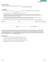 Form RC230 Federal Excise Tax Exemption Certificate for Goods Purchased by a Province - Canada, Page 2