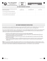 Form BET Business Enterprise Tax Return - New Hampshire, Page 2