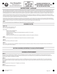 Instructions for Form BET-80-WE, BET-80 - New Hampshire, Page 2