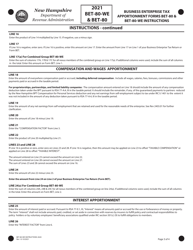 Instructions for Form BET-80-WE, BET-80 - New Hampshire, Page 3