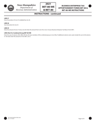 Instructions for Form BET-80-WE, BET-80 - New Hampshire, Page 4