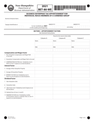 Document preview: Form BET-80-WE Business Enterprise Tax Apportionment for Individual Nexus Members of a Combined Group - New Hampshire