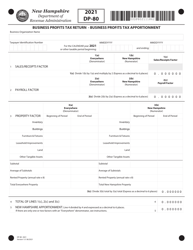 Document preview: Form DP-80 Business Profits Tax Return - Business Profits Tax Apportionment - New Hampshire