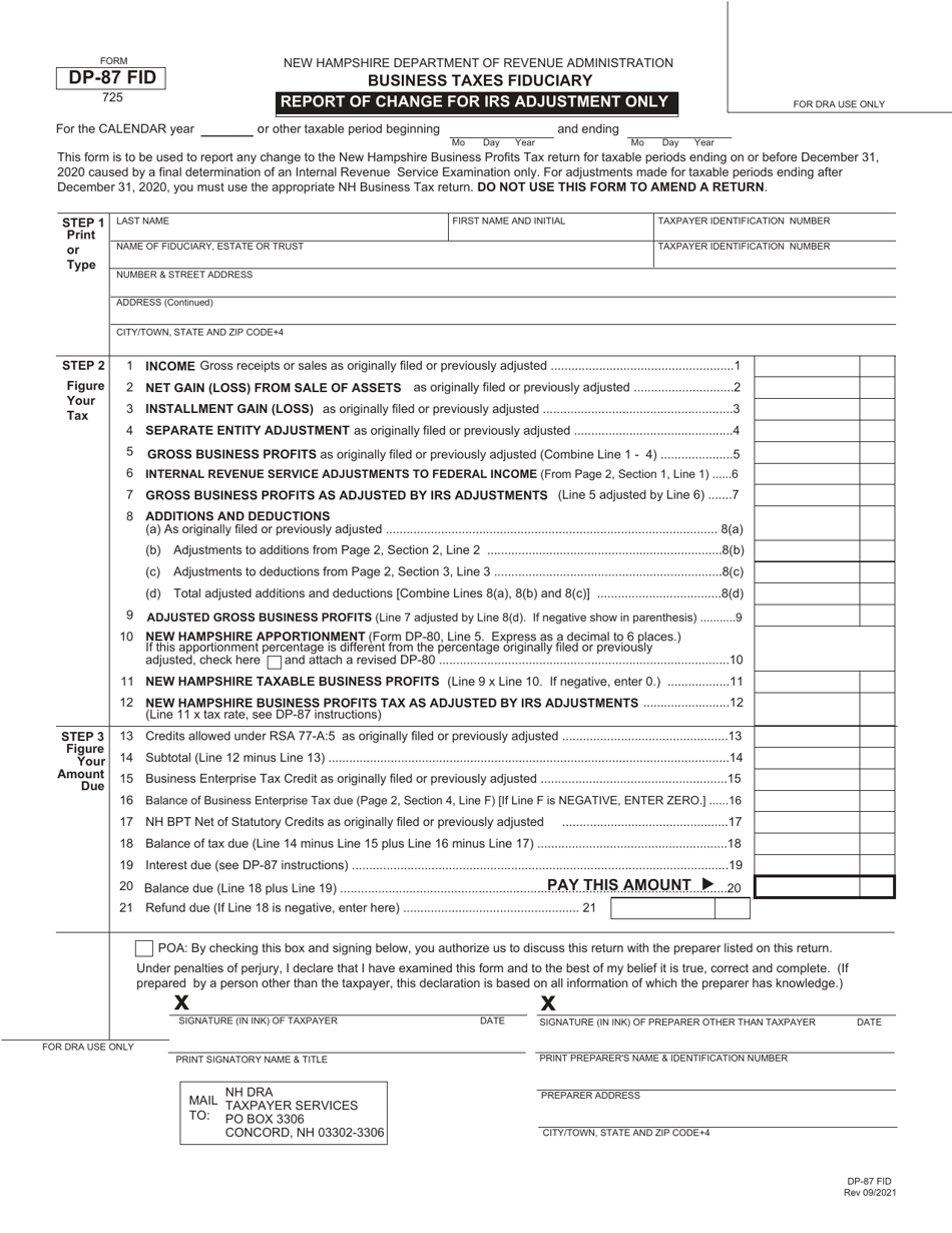 Form DP-87 FID Download Fillable PDF or Fill Online Business Taxes ...