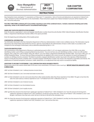 Document preview: Instructions for Form DP-120 Computation of S Corporation Gross Business Profit - New Hampshire