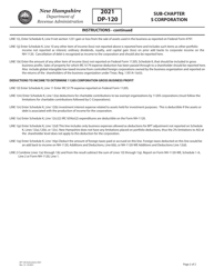 Instructions for Form DP-120 Computation of S Corporation Gross Business Profit - New Hampshire, Page 2