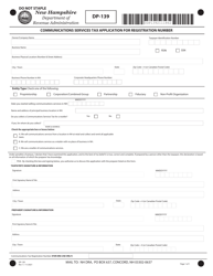Document preview: Form DP-139 Communications Services Tax Application for Registration Number - New Hampshire