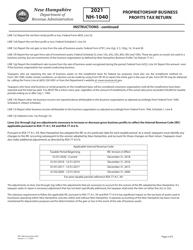 Instructions for Form NH-1040 Proprietorship Business Profits Tax Return - New Hampshire, Page 2