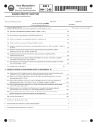 Document preview: Form NH-1040 Proprietorship Business Profits Tax Return - New Hampshire