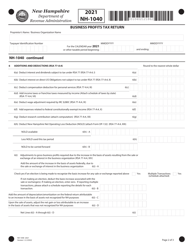 Form NH-1040 Proprietorship Business Profits Tax Return - New Hampshire, Page 2