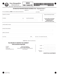 Form NH-1040-ES Estimated Proprietorship Business Tax - New Hampshire, Page 2