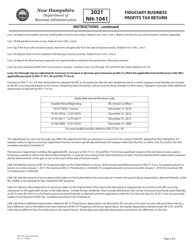 Instructions for Form NH-1041 Fiduciary Business Profits Tax Return - New Hampshire, Page 2