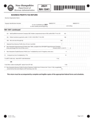 Form NH-1041 Fiduciary Business Profits Tax Return - New Hampshire, Page 3