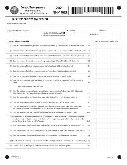 Form NH-1065 2021 Printable Pdf